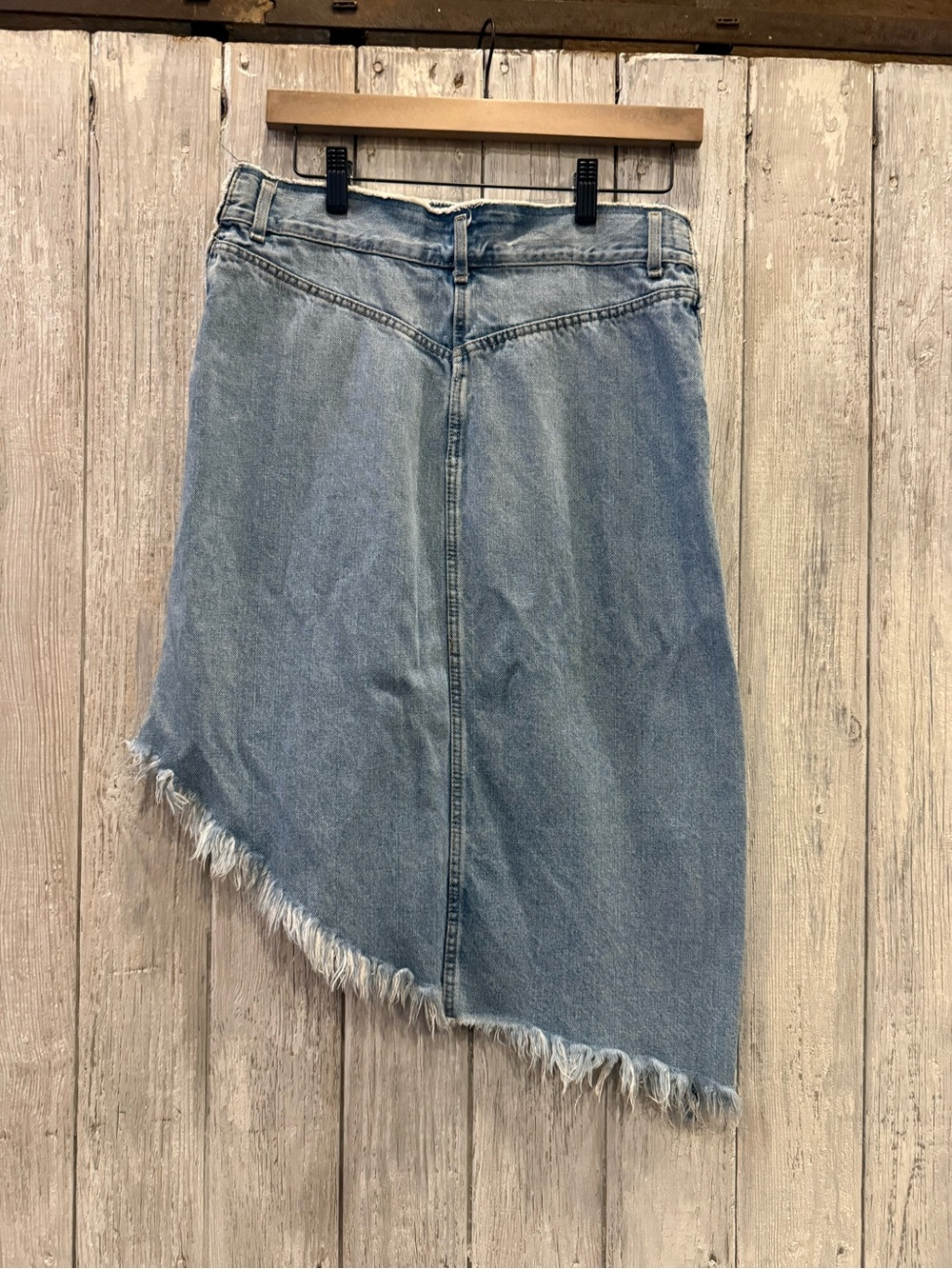 Zara Light Blue Asymmetrical Distressed Denim Skirt - Picture 7 of 9